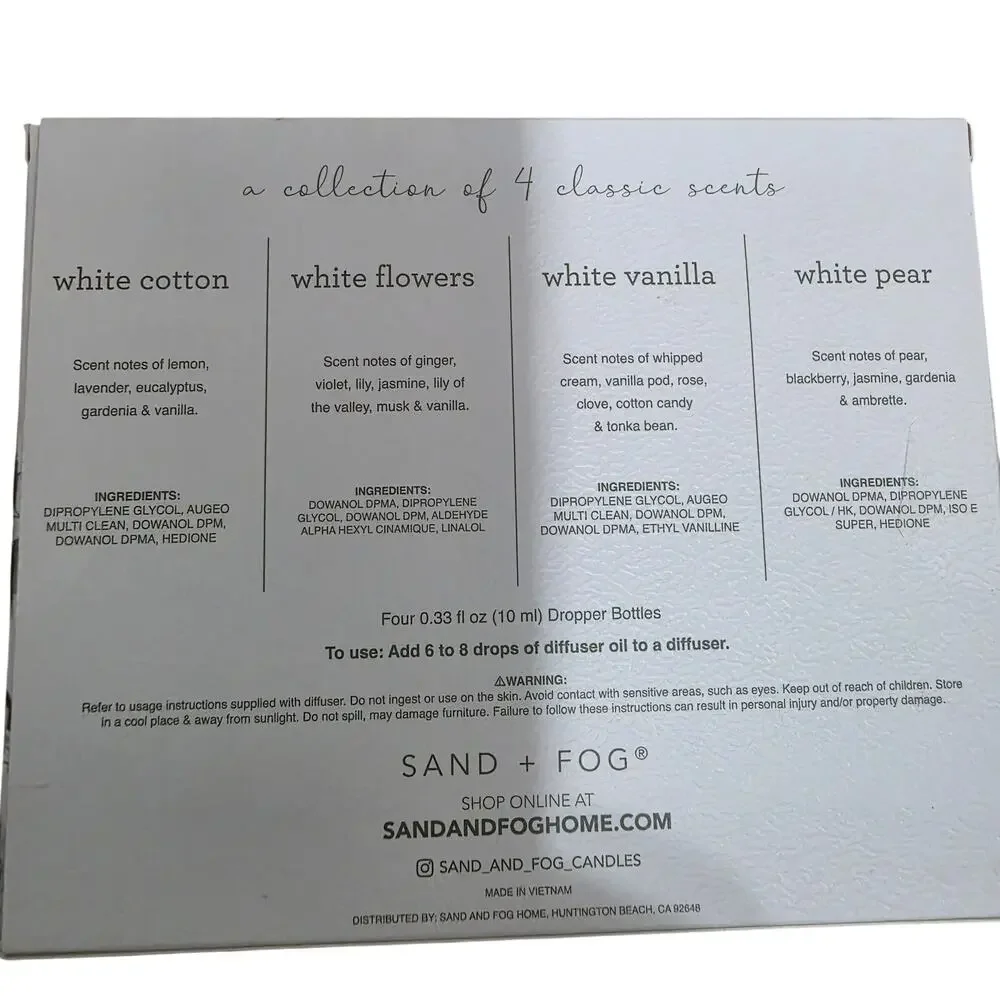 Sand + Fog Fragrance Diffuser Oil Set of four Inspired on the California Coast 1